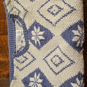 Jones New York Blue and White Knit Sweater